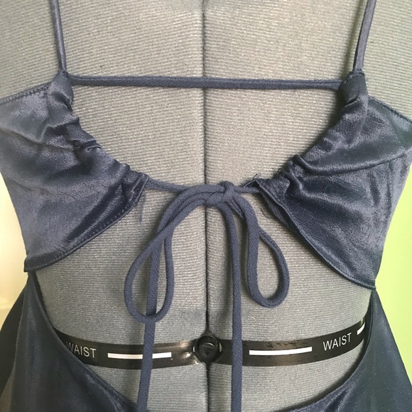 Zara Navy Blue Satin Cut Out Top - Picture 5 of 8